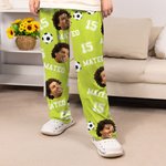 Personalized Basketball Football Face Photo Long Sleeve Soft Pajama Pants with Name and Number Daily Home Wear Birthday Gift for Ball Sports Lover