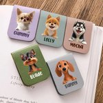 Personalisiertes 3D Cartoon-Hund Magnetisches PU-Leder Lesezeichen mit Namen Lesen Zubehör Geburtstag Geschenk für Familie Freunde Tierliebhaber