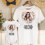 Conjunto de camiseta y body con nombres en forma de corazón de dibujos animados para mamá y niño Regalo de cumpleaños para mamá en el Día de la Madre
