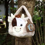 Personalized Adorable Cow Embroidery Initial Name Plush Basket with Leather Tag Birthday Children's Day Gift for Kids Cow Lovers