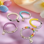 Personalized Multicolor Cousin Crew Rabbit Pendant Beaded Bracelet with Texts Family Jewelry Party Anniversary Birthday Gift for Kids Cousins