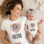 Conjunto de camiseta y body con nombres en forma de corazón de dibujos animados para mamá y niño Regalo de cumpleaños para mamá en el Día de la Madre