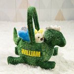 Personlig påskekurv Dinosaur plysjkurv Tyrannosaurus til barn