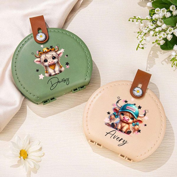 Personalised Cute Highland Cow Portable Sewing Kit Set Storage Box with Name Stitching Tools Supplies Birthday Gift for Tailor Sewing Lover