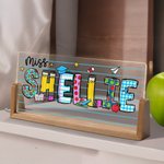 Personalized Teacher Element Acrylic LED Night Light with Wooden Base Office Decor Teacher's Day Appreciation Gift for Teacher