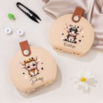Personalized Cute Highland Cow Portable Sewing Kit Set Storage Box with Name Stitching Tools Supplies Birthday Gift for Tailor Sewing Lover
