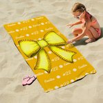 Personalised Baseball Softball Bow Quick Dry Oversized Microfiber Beach Towel with Name Summer Essentials Birthday Gift for Ball Sports Lovers