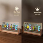 Personalized Teacher Element Acrylic LED Night Light with Wooden Base Office Decor Teacher's Day Appreciation Gift for Teacher