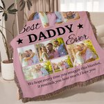 Personalizada Best Ever 9 Fotos de familia Collage Suave manta con apodo y borlas Decoración del hogar Cumpleaños Día del padre Regalo para papá Abuelo