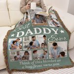 Personalizada Best Ever 9 Fotos de familia Collage Suave manta con apodo y borlas Decoración del hogar Cumpleaños Día del padre Regalo para papá Abuelo