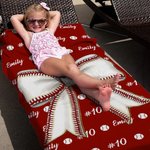 Personalised Baseball Softball Bow Quick Dry Oversized Microfiber Beach Towel with Name Summer Essentials Birthday Gift for Ball Sports Lovers