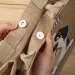 Sac Fourre-Tout en Jute Personnalisé avec 1 à 3 Chiens Dessins Animés 3D et Noms Cadeau Anniversaire pour Femmes Amoureuses des Chiens