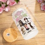 Personnalisé Dog Mom 3D Cartoon Character and 1-4 Dogs 20 oz Frosted Glass Cup with Lid and Straw Birthday Gift for Women Dog Lovers (Cadeau d'anniversaire pour les femmes aimant les chiens)