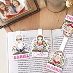 Personlig blomster tegneserie lesefigur magnetisk bokmerkeklips med navn Leseutstyr Bursdagsgave til bokelsker Bokorm bibliotekar