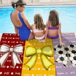Personalised Baseball Softball Bow Quick Dry Oversized Microfiber Beach Towel with Name Summer Essentials Birthday Gift for Ball Sports Lovers