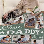 Personalizada Best Ever 9 Fotos de familia Collage Suave manta con apodo y borlas Decoración del hogar Cumpleaños Día del padre Regalo para papá Abuelo