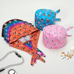 Calot Chirurgical Multicolore Personnalisé Os Patte Cœur et Photos de Visage Cadeau d’Anniversaire Remerciement pour Infirmière Médecin ou Vétérinaire