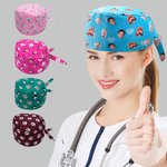 Calot Chirurgical Multicolore Personnalisé Os Patte Cœur et Photos de Visage Cadeau d’Anniversaire Remerciement pour Infirmière Médecin ou Vétérinaire