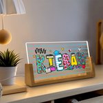Personalized Teacher Element Acrylic LED Night Light with Wooden Base Office Decor Teacher's Day Appreciation Gift for Teacher