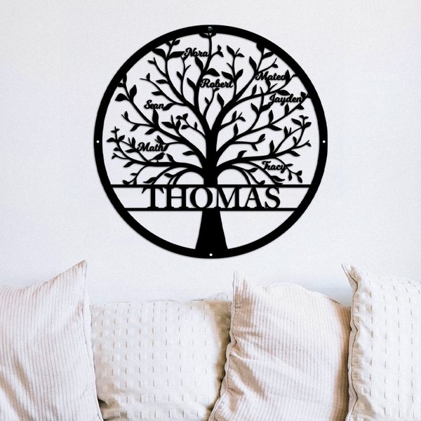 Personalised Family Tree of Life Metal Sign with 1-20 Names Wall Art Decor Father's Day Mother's Day Housewarming Gift for Family