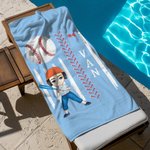 Personalisiertes Baseball Cartoon Charakter Schnelltrocknendes Übergroßes Strandtuch mit Namen Strand Party Geburtstagsgeschenk für Baseball-Liebhaber