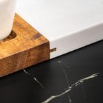 Personalized Engraved Name Date Acacia Marble Cutting Board Coaster Set with Ceramic Bowl Wooden Spoon Ship from USA Housewarming Gift for Family