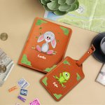 Portapassaporto e etichetta per bagagli in pelle PU personalizzati con nome e mostro unicorno fantasy dinosauro viaggio regalo per bambini