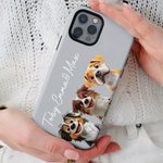 Personalizada 1-3 Caricatura 3D de Perros Funda de Teléfono para iPhone o Samsung con Nombre Cumpleaños Aniversario Regalo para Amantes de los Perros