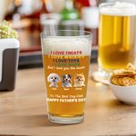 Gepersonaliseerd De Beste Hond Papa 3D Cartoon Hond 16 oz Bierglas met 1-4 Namen Gelukkige Vaderdag Cadeau voor Papa Hond Bierliefhebber