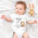 Personalisierte niedlichen Seepferdchen Igel Familie Tiere 100% Baumwolle Baby Bodysuit passenden T-Shirt mit Namen ersten Vatertag Geschenk für Papa Neugeborenen