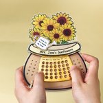 Personalised Sunflower Cactus Daffodil Pot Perpetual Calendar Acrylic Ornament with Texts Desktop Decor Teacher's Day Gift for Teachers Educators