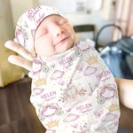 Personlig søt prinsesse slott sommerfugl mykt kaste teppe Swaddle og knutehatt med navn Baby shower bursdagsgave til nyfødte