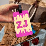 Personalized Baseball Softball Style Melting Ice Cream Luggage Tag with Letter or Number Travel Accessories Birthday Gift for Baseball Softball Lovers
