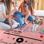 Spersonalizowana postać z kreskówki Odtwarzacz muzyki Miękki koc do rzucania z imieniem Wystrój domu Prezent urodzinowy dla miłośników muzyki Przyjaciele
