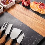 Personalized Engraved Name Date Acacia Marble Cutting Board Coaster Set with Ceramic Bowl Wooden Spoon Ship from USA Housewarming Gift for Family