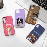 Personalizada 1-3 Caricatura 3D de Perros Funda de Teléfono para iPhone o Samsung con Nombre Cumpleaños Aniversario Regalo para Amantes de los Perros