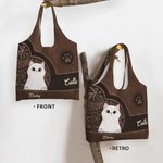 Borsa tote personalizzabile fino a 6 nomi stampa fronte e retro cane e gatto stile vintage anniversario regalo per amanti degli animali domestici