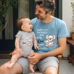 Personalisierte niedlichen Seepferdchen Igel Familie Tiere 100% Baumwolle Baby Bodysuit passenden T-Shirt mit Namen ersten Vatertag Geschenk für Papa Neugeborenen