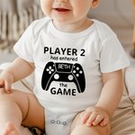Gepersonaliseerd Level Up Gamepad 100% Katoenen Baby Rompertje en T-shirt Set met Naam en Bijnaam Eerste Vaderdag Baby Shower Gift voor Baby Papa