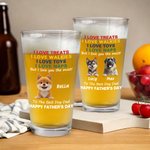 Gepersonaliseerd De Beste Hond Papa 3D Cartoon Hond 16 oz Bierglas met 1-4 Namen Gelukkige Vaderdag Cadeau voor Papa Hond Bierliefhebber