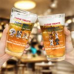 Gepersonaliseerd De Beste Hond Papa 3D Cartoon Hond 16 oz Bierglas met 1-4 Namen Gelukkige Vaderdag Cadeau voor Papa Hond Bierliefhebber
