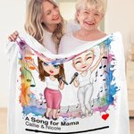 Spersonalizowana postać z kreskówki Odtwarzacz muzyki Miękki koc do rzucania z imieniem Wystrój domu Prezent urodzinowy dla miłośników muzyki Przyjaciele