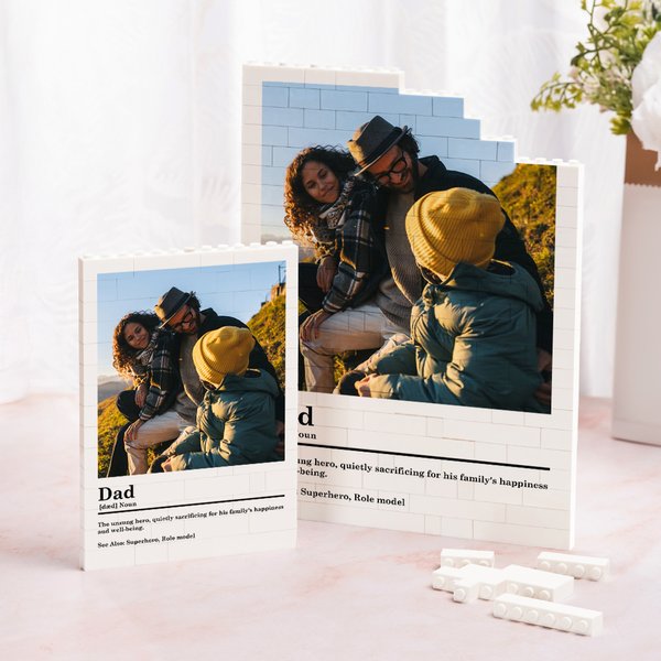 Personlig pappa foto ABS Bygga tegelstenar pussel med text fars dag födelsedag jubileumsgåva för pappa farfar