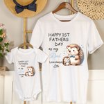 Personalisierte niedlichen Seepferdchen Igel Familie Tiere 100% Baumwolle Baby Bodysuit passenden T-Shirt mit Namen ersten Vatertag Geschenk für Papa Neugeborenen
