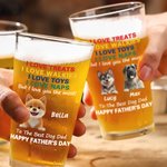 Gepersonaliseerd De Beste Hond Papa 3D Cartoon Hond 16 oz Bierglas met 1-4 Namen Gelukkige Vaderdag Cadeau voor Papa Hond Bierliefhebber