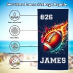 Serviette de Plage Personnalisée avec Motif Flamme Basket Base-ball et Nom Accessoire de Plage Cadeau Anniversaire pour Amoureux du Sport