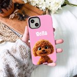 Personalizada 1-3 Caricatura 3D de Perros Funda de Teléfono para iPhone o Samsung con Nombre Cumpleaños Aniversario Regalo para Amantes de los Perros