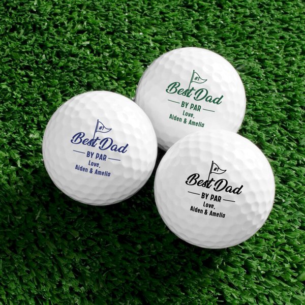 Balles de Golf Personnalisées avec Nom Lot de 3 Best Dad By Par Cadeau Anniversaire Fête des Pères pour Papa