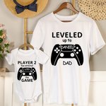 Gepersonaliseerd Level Up Gamepad 100% Katoenen Baby Rompertje en T-shirt Set met Naam en Bijnaam Eerste Vaderdag Baby Shower Gift voor Baby Papa