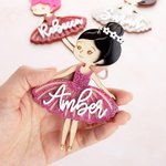 Personalized Multicolor Ballet Girl Wooden Acrylic Keychain with Name Anniversary Birthday Gift for Ballet Lover Ballerina